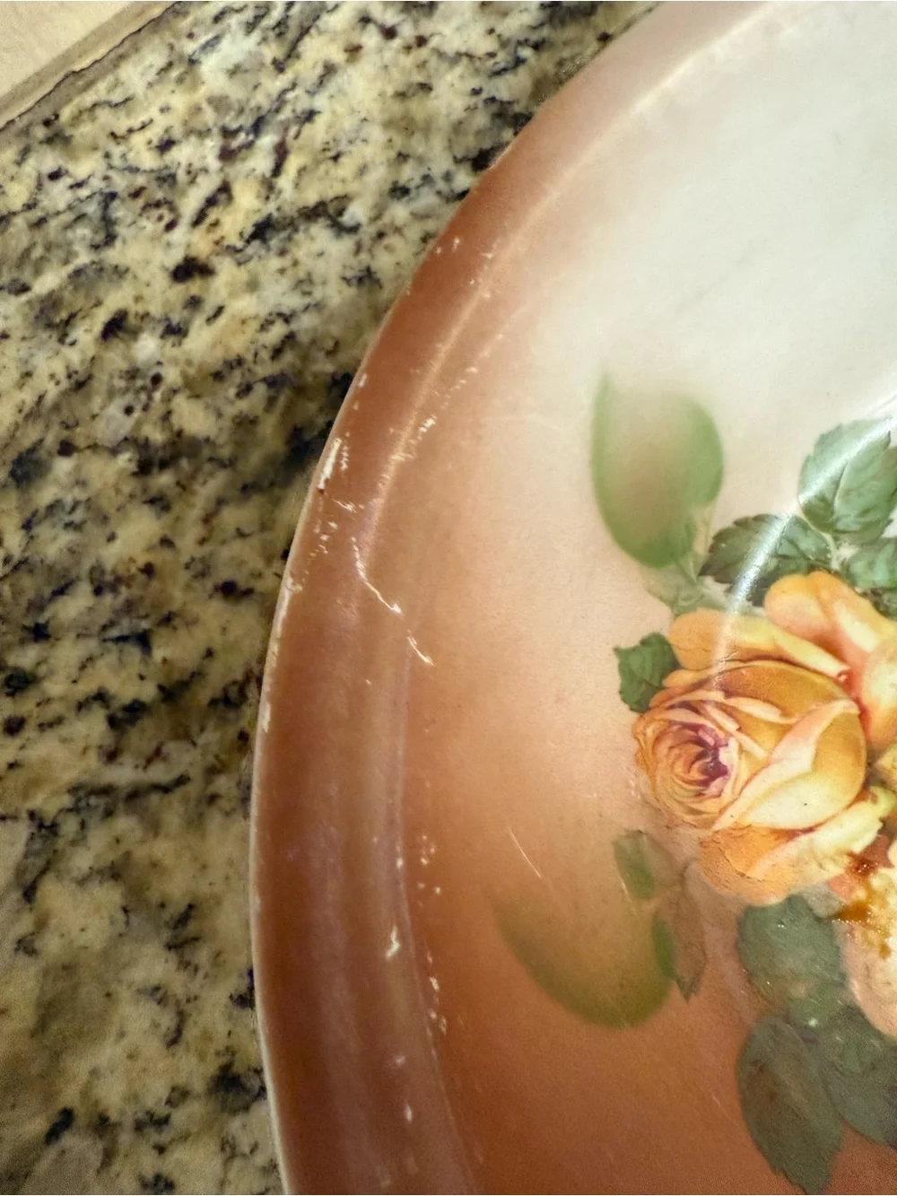 Vintage Floral Ceramic Serving Bowl - Pink and Yellow Roses